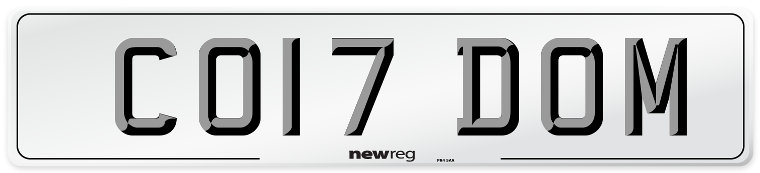 CO17 DOM Number Plate from New Reg